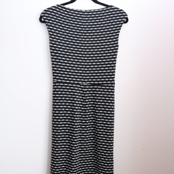 Fitted Ruched Waist Dress Black and White - Picture 2 of 5
